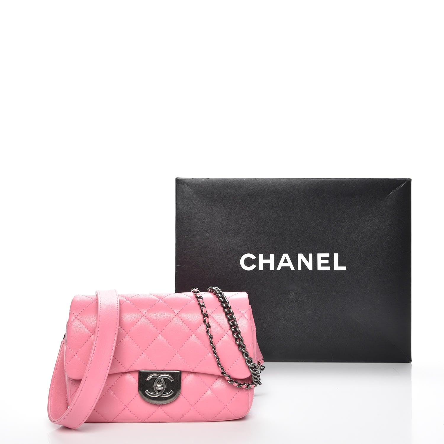 Chanel Shiny Goatskin Quilted Small Double Carry Waist Chain Flap Pink 8 of 8