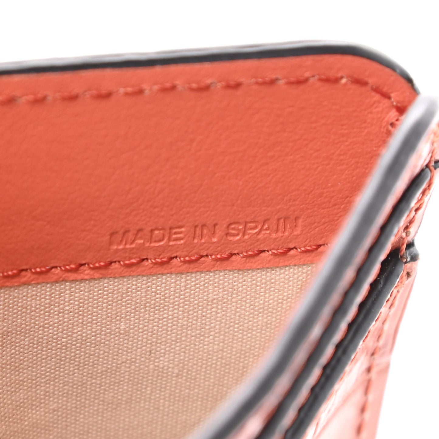Crocodile Embossed Calfskin C Card Holder Brown