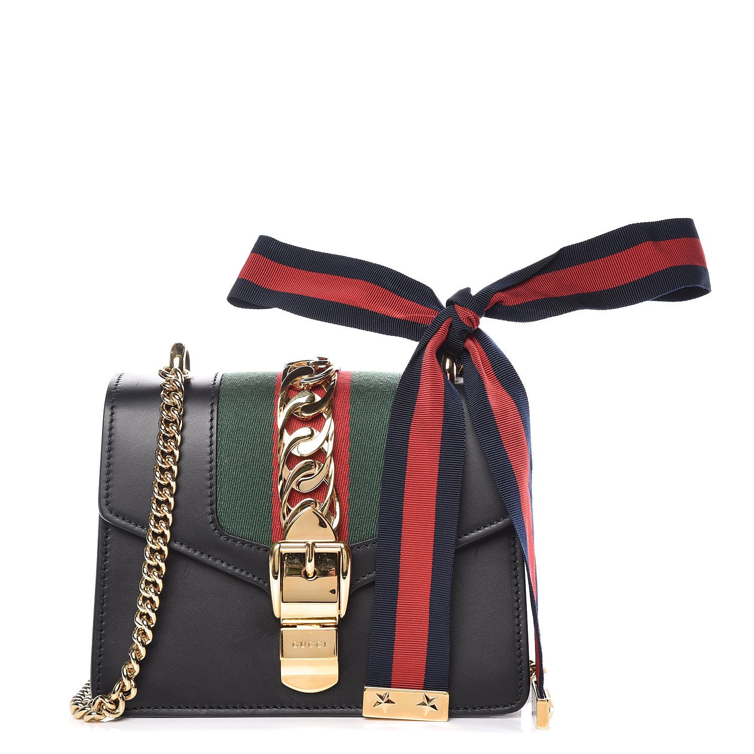 Gucci Calfskin Mini Sylvie Chain Shoulder Bag Black 1 of 11