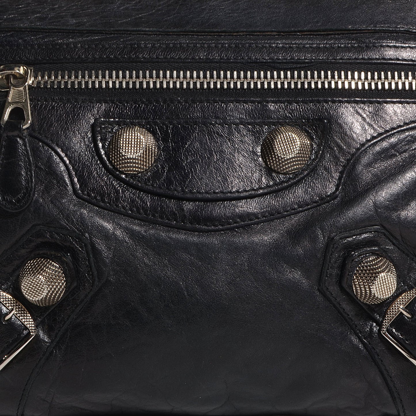 Chevre Giant 21 Silver Hardware Flat Handle Clutch Black