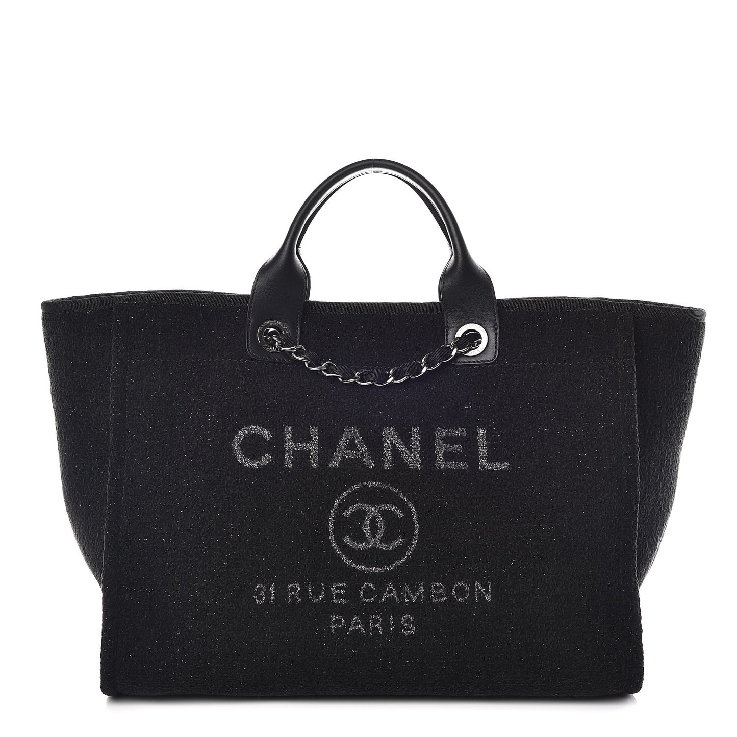 Lurex Boucle Medium Deauville Tote Black