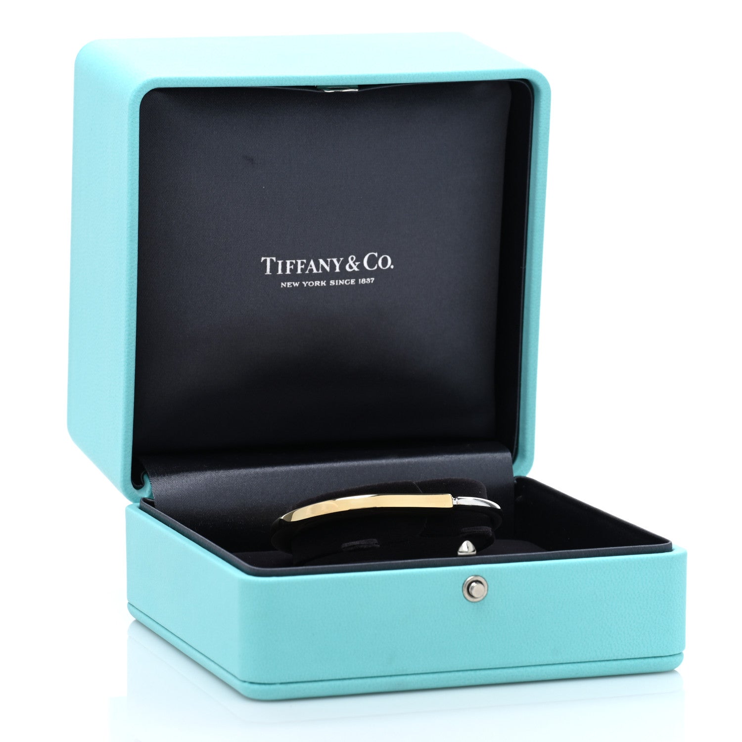 Tiffany 18K Yellow White Gold Tiffany Lock Bangle Bracelet 6 of 6