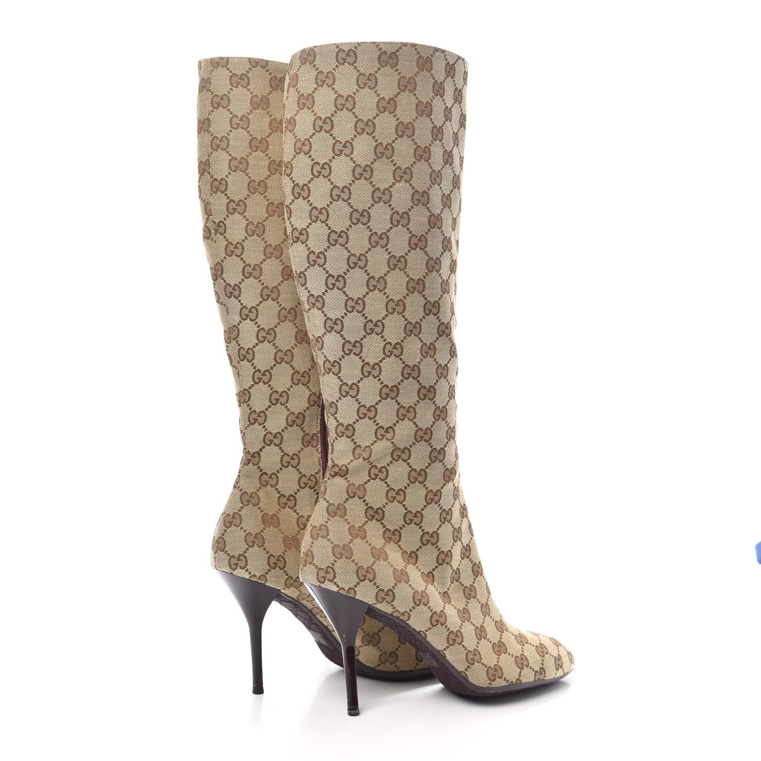 Gucci Monogram Womens Tall Boots 40 Beige Ebony 4 of 6