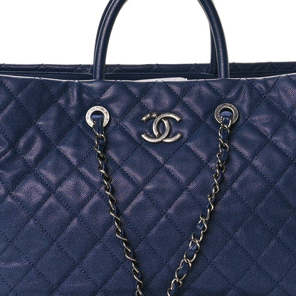 Chanel Caviar Quilted Large Coco Handle Shopping Tote Navy 10 of 12