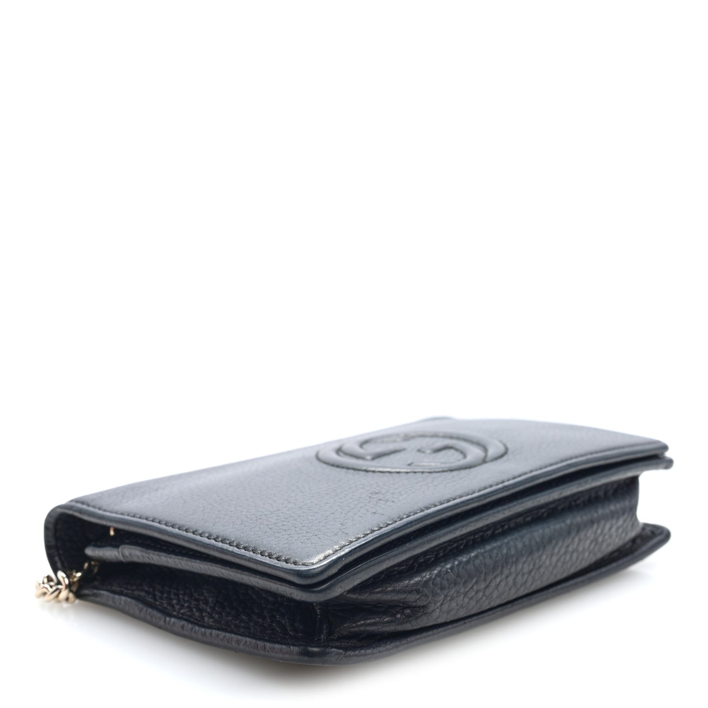 Pebbled Calfskin Soho Wallet On Chain Black