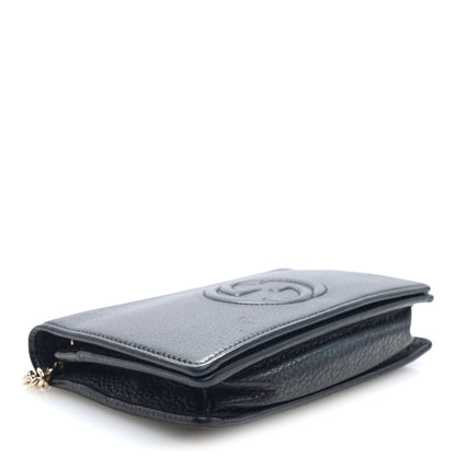 Gucci Pebbled Calfskin Soho Wallet On Chain Black 4 of 9