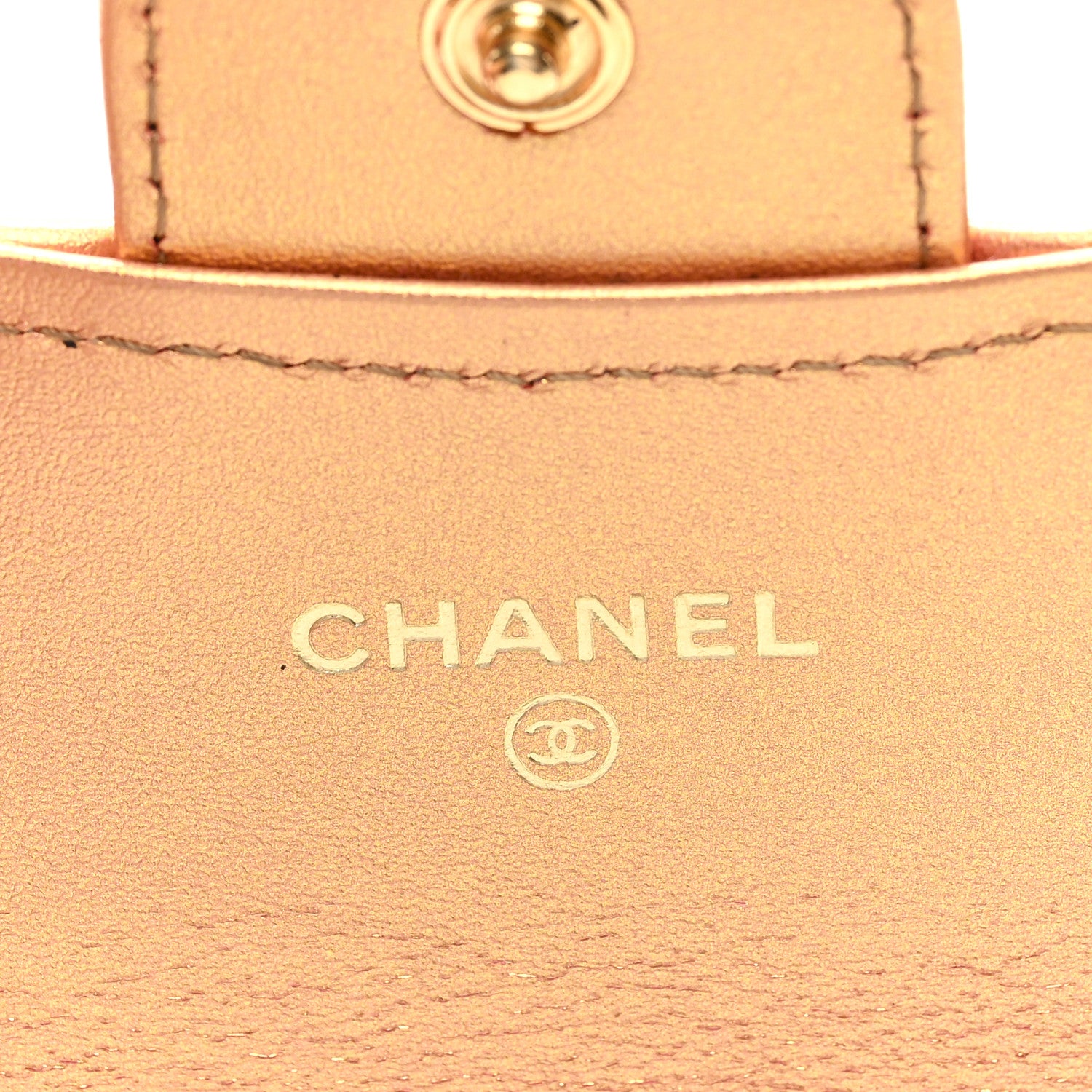 Chanel Metallic Lambskin Quilted Flap Card Holder Wallet Golden 6 of 7