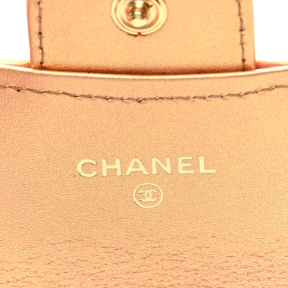 Chanel Metallic Lambskin Quilted Flap Card Holder Wallet Golden 6 of 7