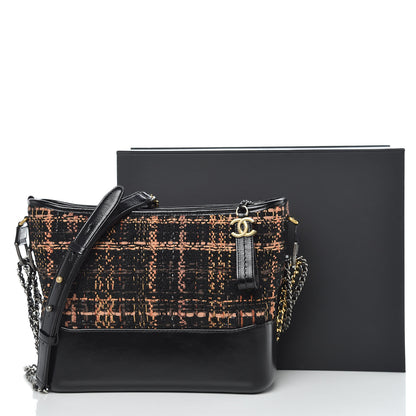 Chanel Tweed Calfskin Medium Gabrielle Hobo Black Brown 6 of 11