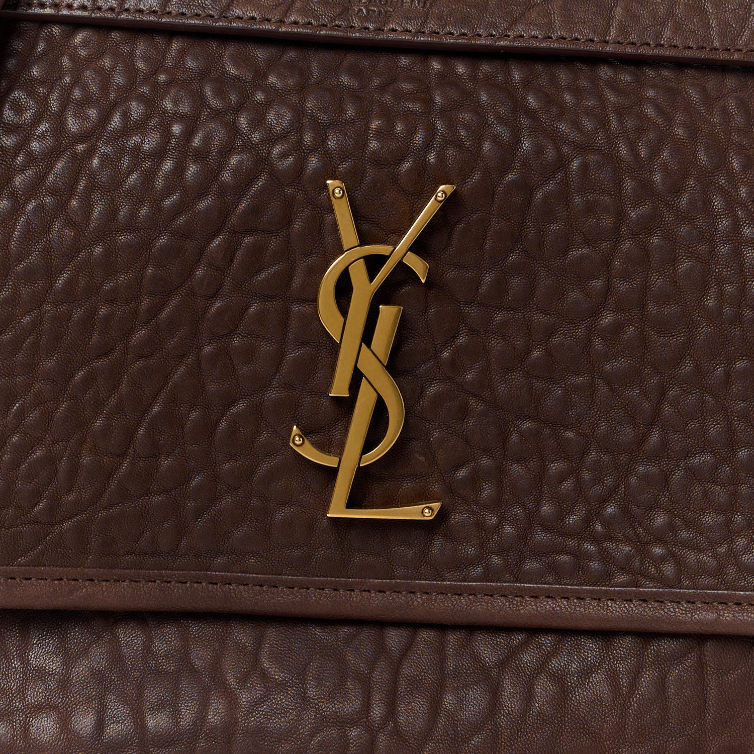 Saint Laurent Grained Lambskin Monogram Medium Niki Chain Satchel Dark Cork 9 of 13