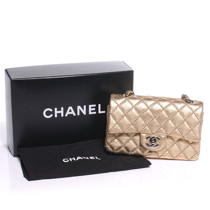 Chanel Metallic Washed Lambskin Quilted New Mini Flap Dark Gold Black 5 of 8