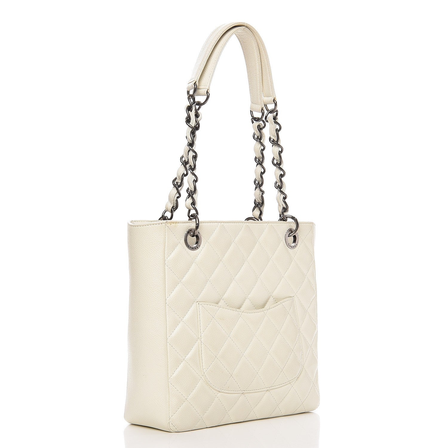 Chanel Caviar Quilted Petit Shopping Tote PST White 3 of 20
