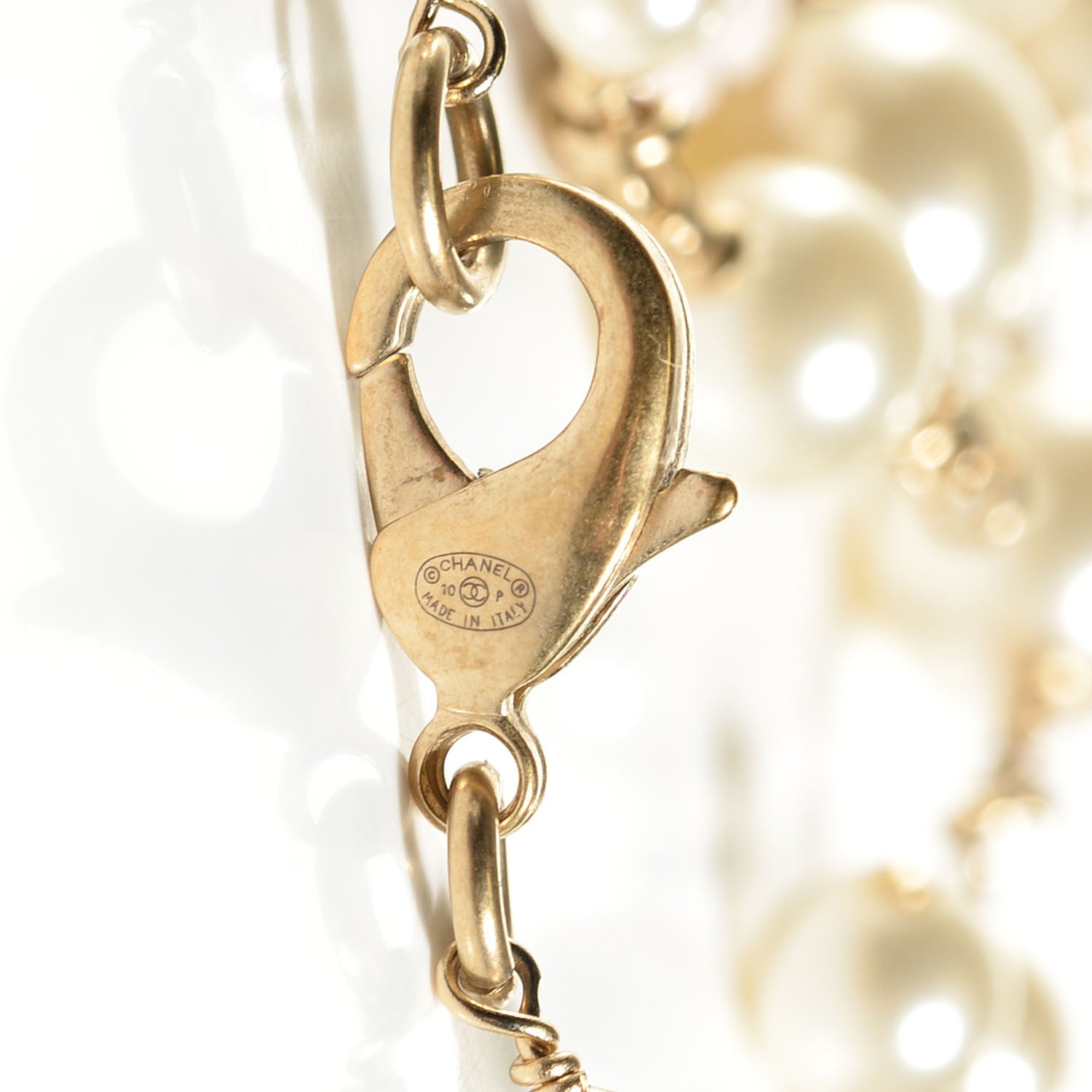 Chanel Pearl Enamel CC Camellia Necklace White Gold 3 of 4