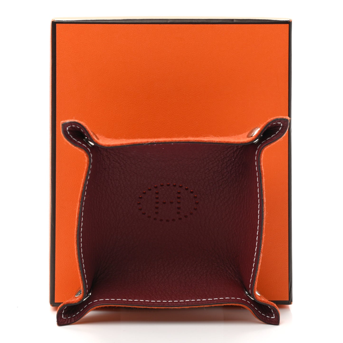 Taurillon Clemence Felt Bridge Mises et Relances Change Tray Orange Rouge H