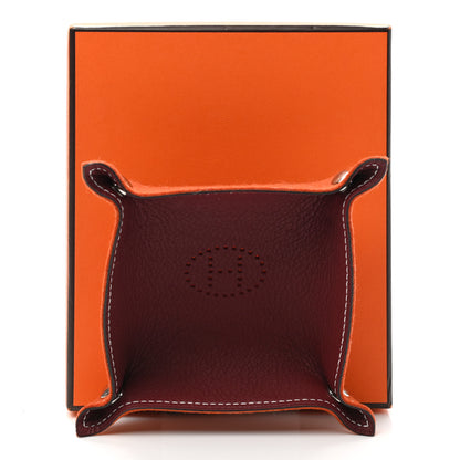 Hermes Taurillon Clemence Felt Bridge Mises et Relances Change Tray Orange Rouge H 5 of 5