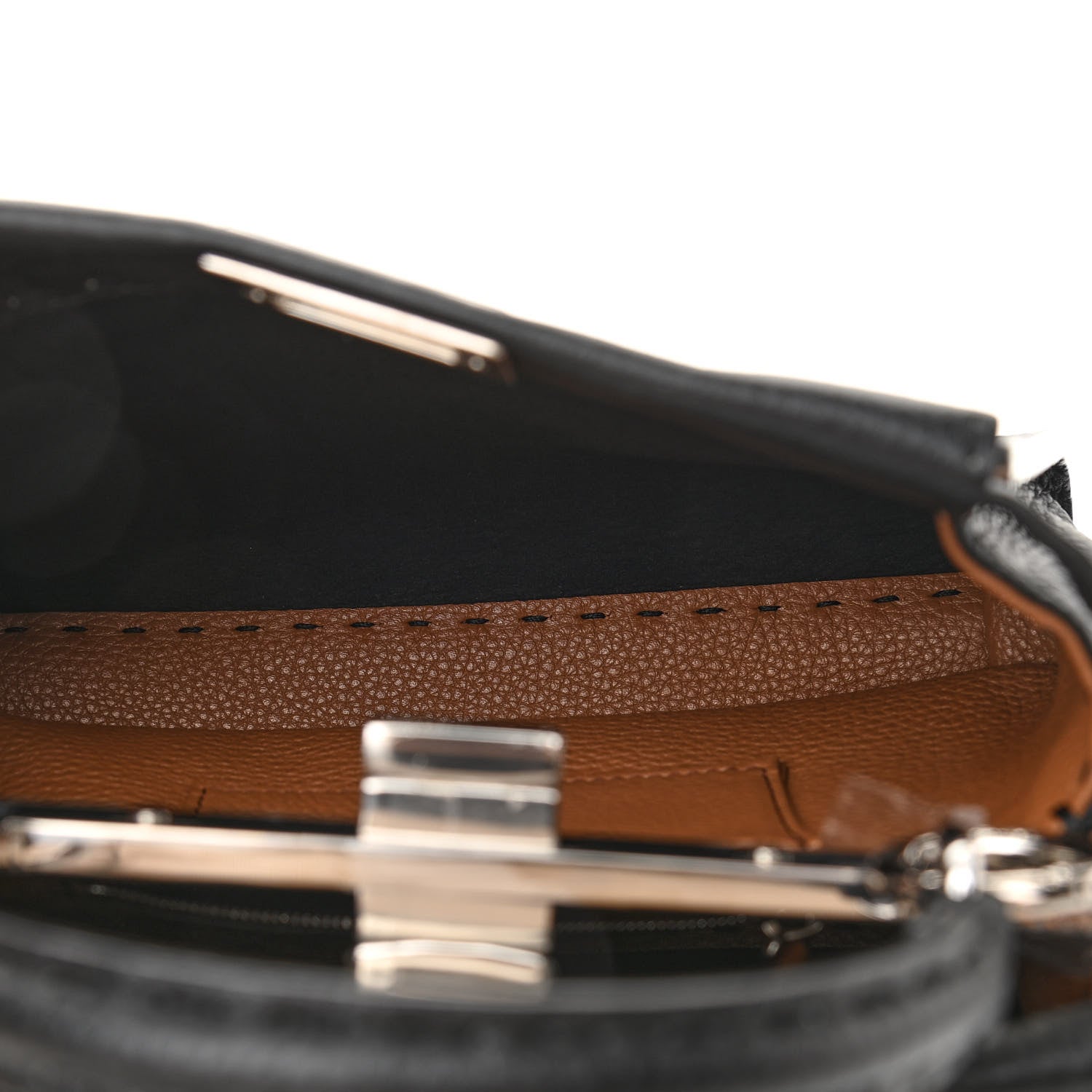Fendi Cuoio Romano Selleria Bi-Color Mini Peekaboo Iconic Satchel Black Mou 5 of 9