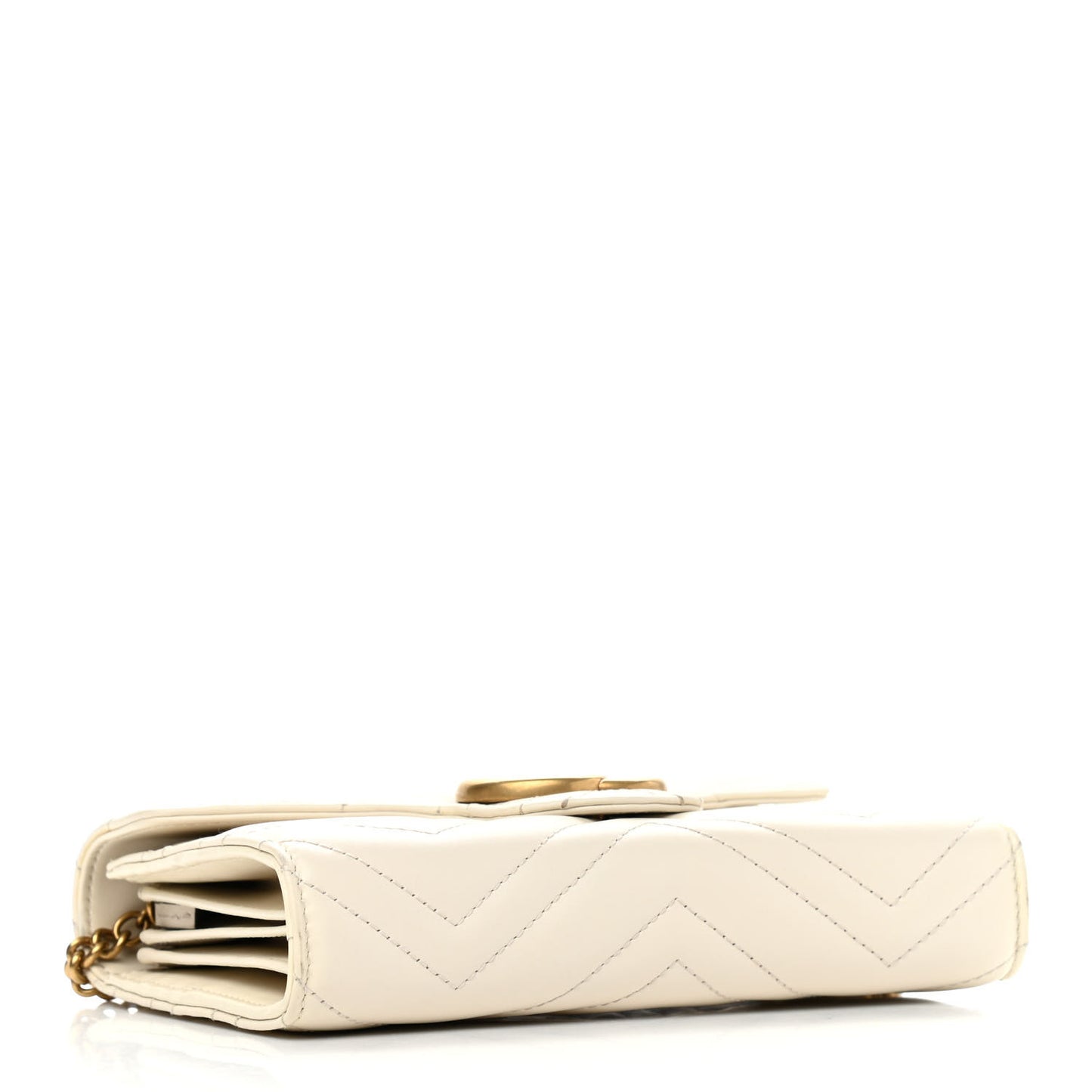 Calfskin Matelasse GG Marmont Chain Wallet Mystic White