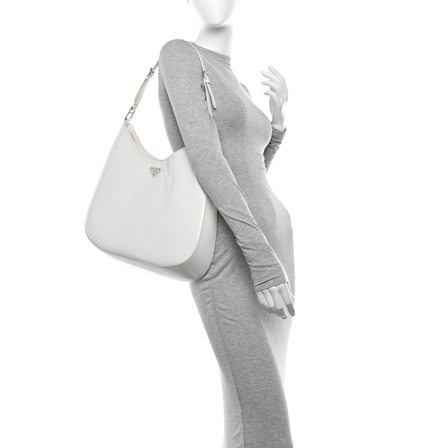 Spazzolato Maxi Cleo Adjustable Strap Shoulder Bag White