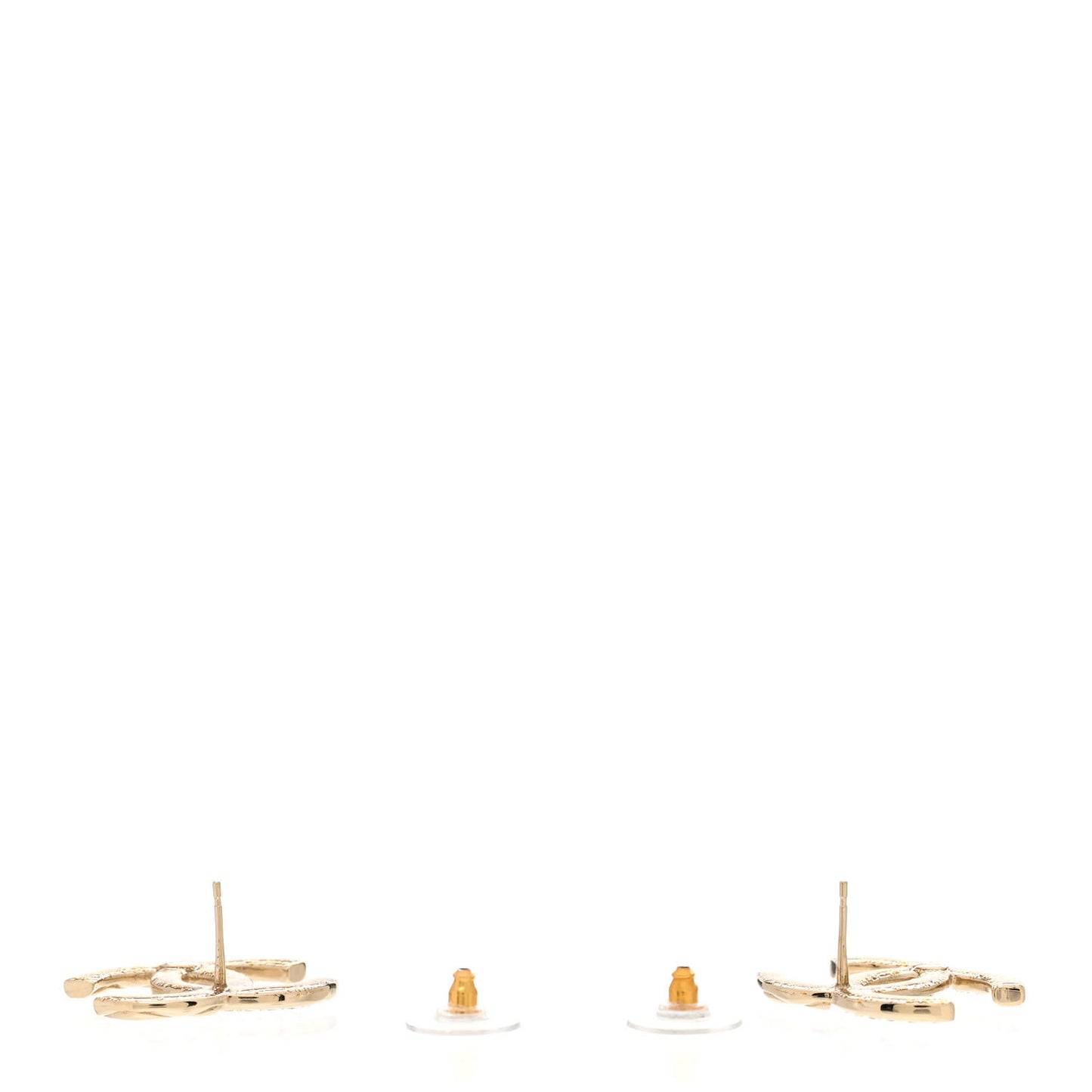 Crystal Glitter Quilted CC Earrings Light Gold