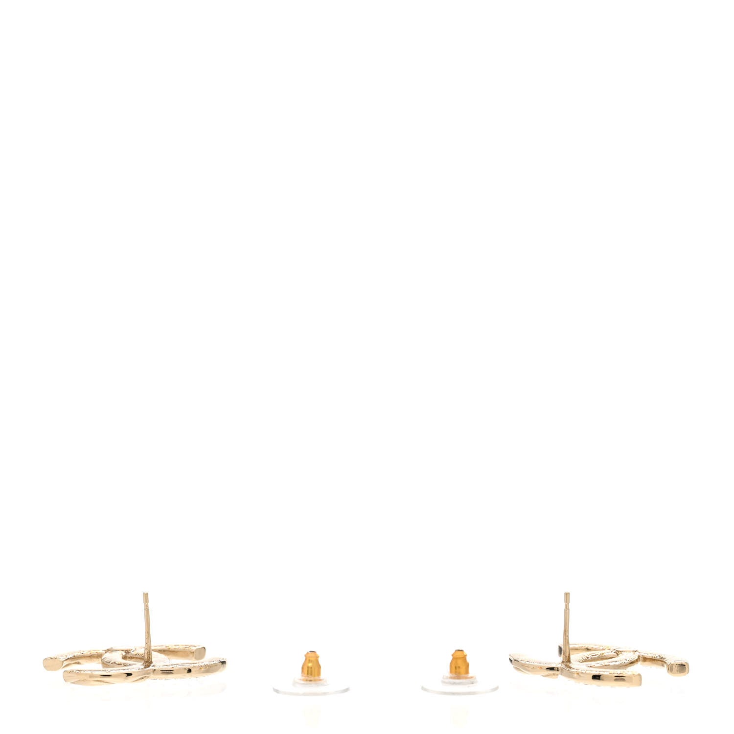 Chanel Crystal Glitter Quilted CC Earrings Light Gold 3 of 4