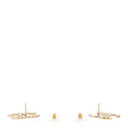 Chanel Crystal Glitter Quilted CC Earrings Light Gold 3 of 4