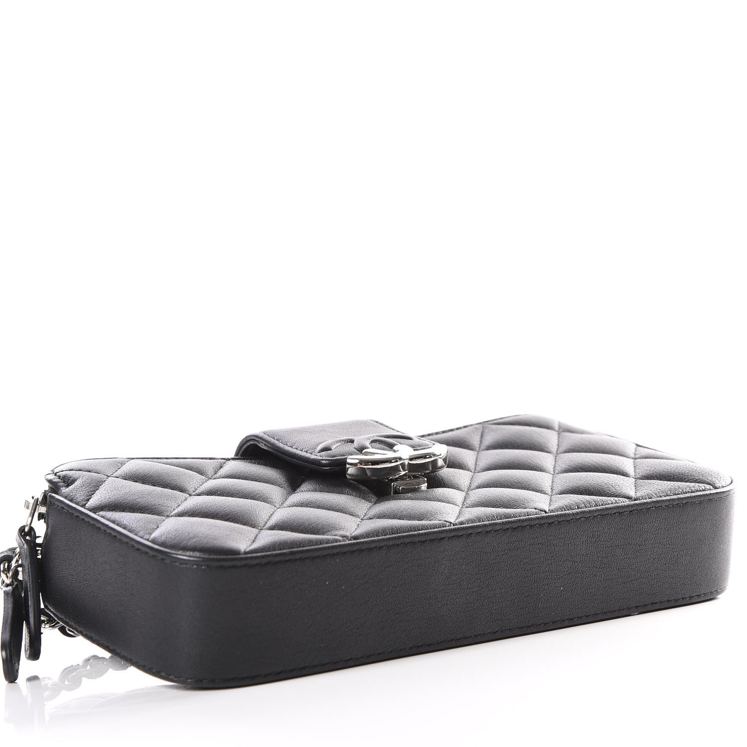 Chanel Lambskin Quilted CC Box Clutch With Chain Black 3 of 15