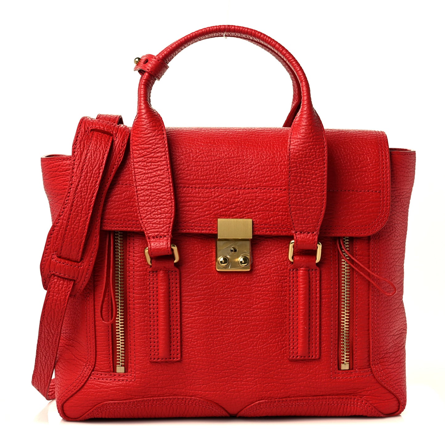 Textured Calfskin Medium Pashli Satchel Red