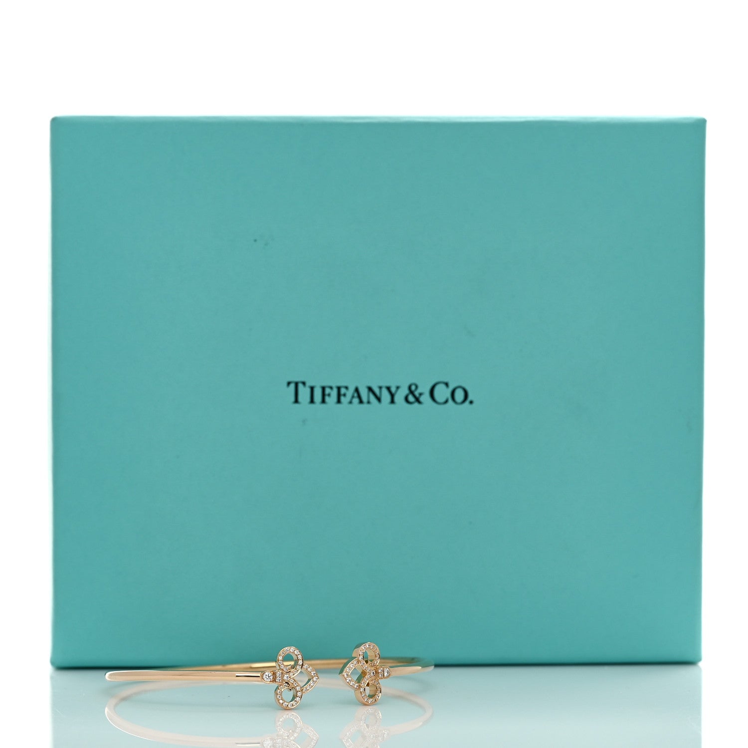 Tiffany 18K Rose Gold Diamond Fleur De Lis Wire Bracelet 4 of 4