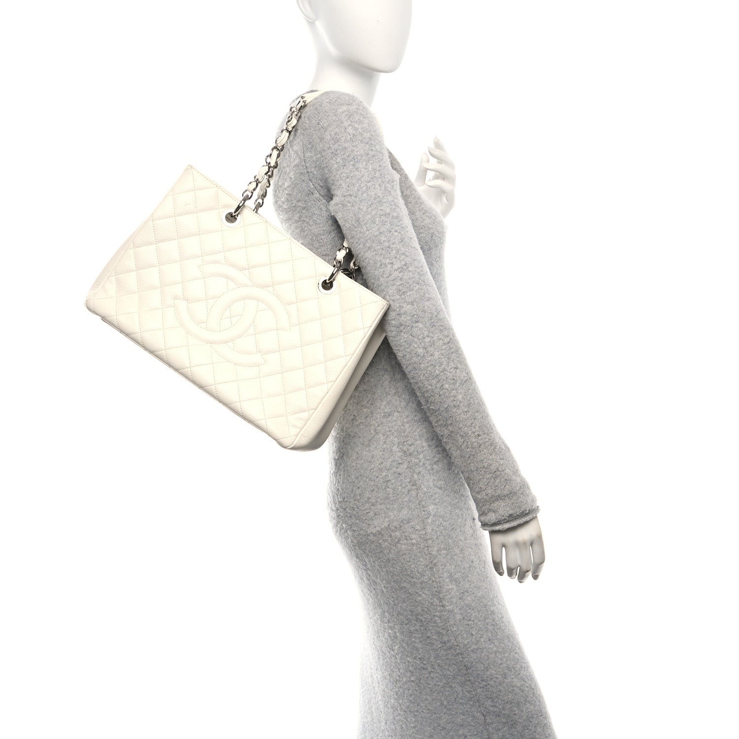Chanel Caviar Quilted Grand Shopping Tote GST White 2 of 10