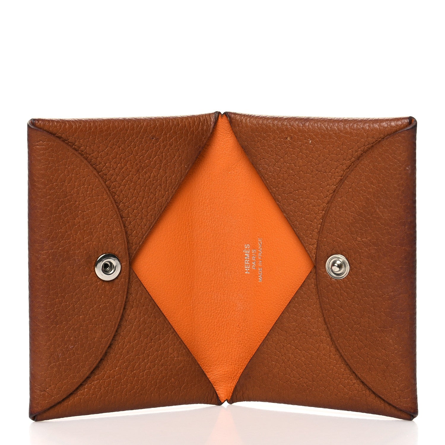 Hermes Barenia Verso Calvi Card Case Fauve Orange Poppy 5 of 13