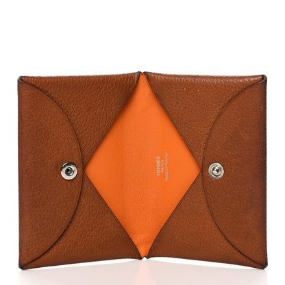 Hermes Barenia Verso Calvi Card Case Fauve Orange Poppy 5 of 13