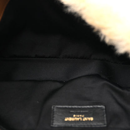 Saint Laurent Shearling Calypso Crossbody Crema Naturel Dark Cigar 4 of 11