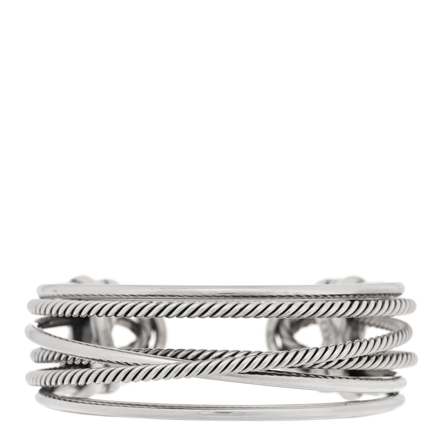 Sterling Silver Narrow Crossover Cuff Bracelet