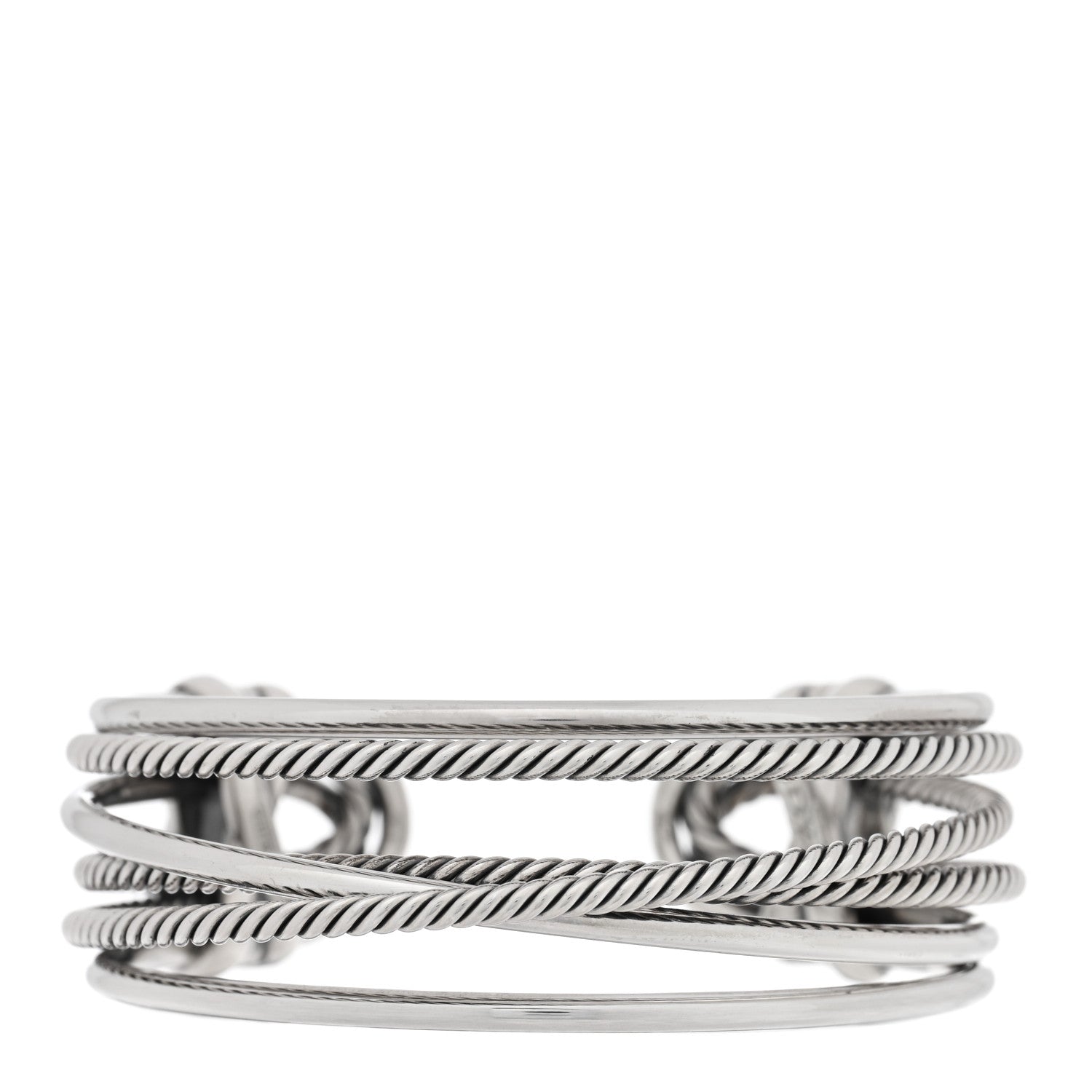 David Yurman Sterling Silver Narrow Crossover Cuff Bracelet 2 of 3