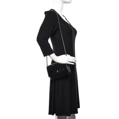 Chanel Patent Quilted Wallet On Chain WOC Black 2 of 12