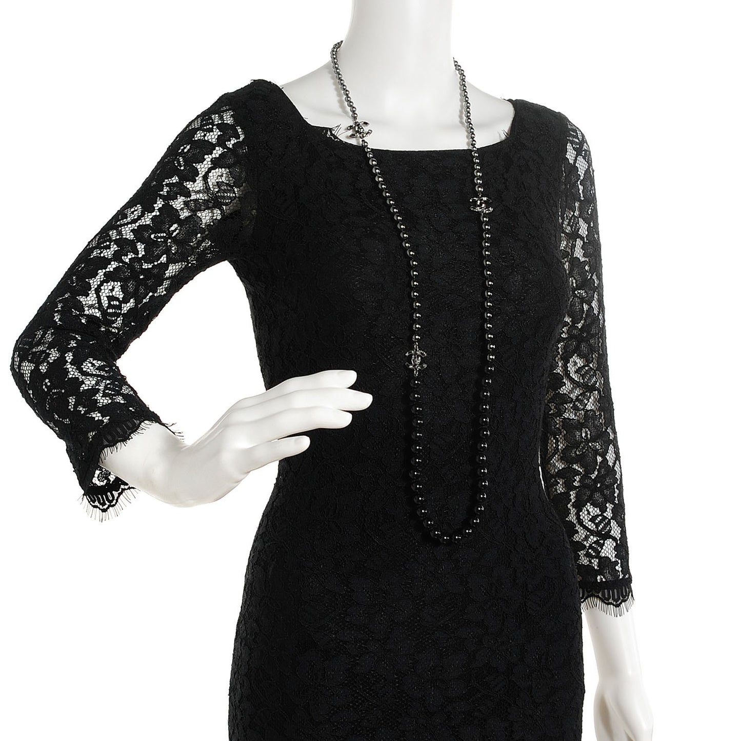 Ruthenium Beaded Crystal CC Long Necklace Black