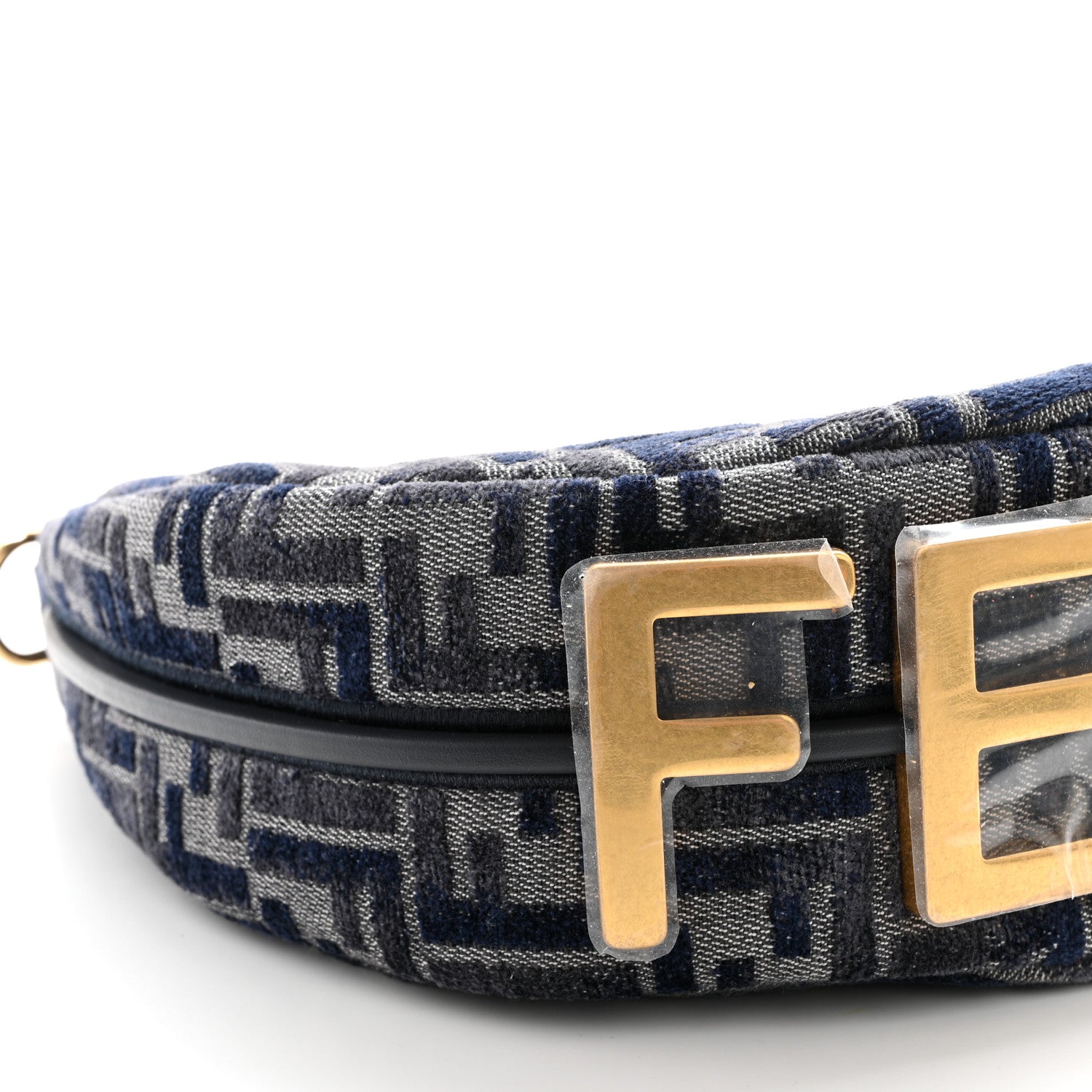 Fendi Chenille Vitello Grace FF 1974 Small Fendigraphy Hobo Bag Blue 9 of 11