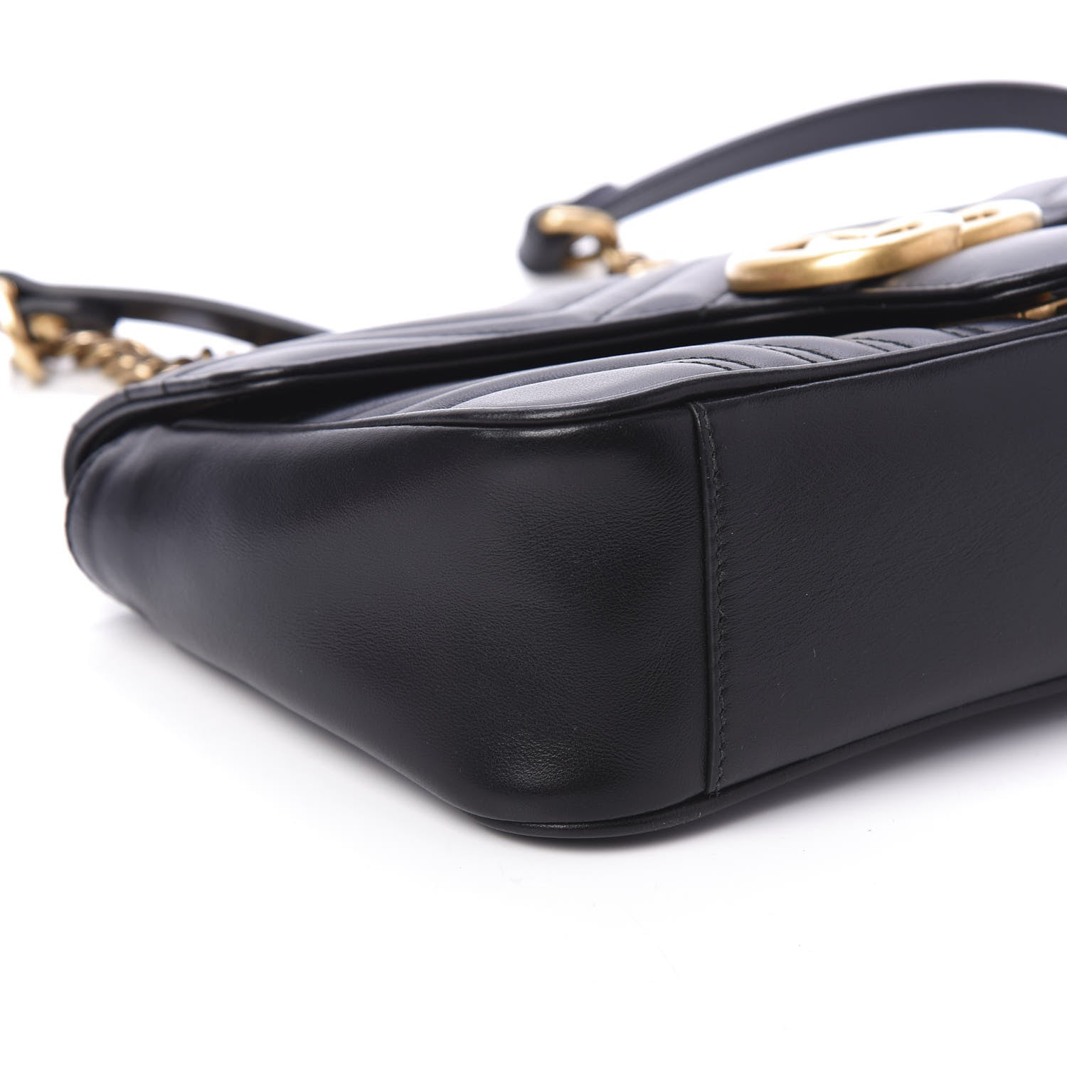Gucci Calfskin Matelasse Small GG Marmont Shoulder Bag Black 7 of 11
