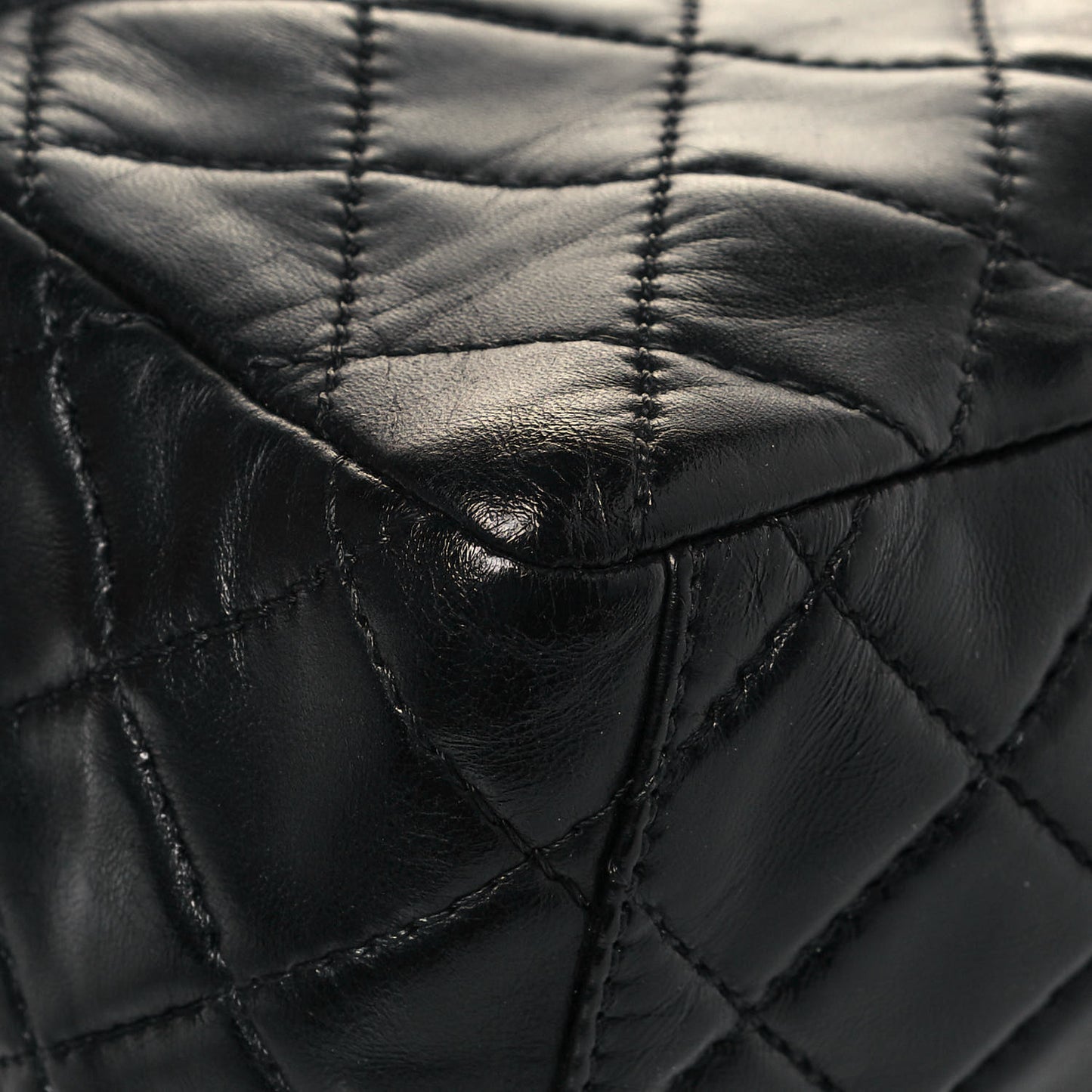 Washed Lambskin Quilted Maxi Single Flap Black
