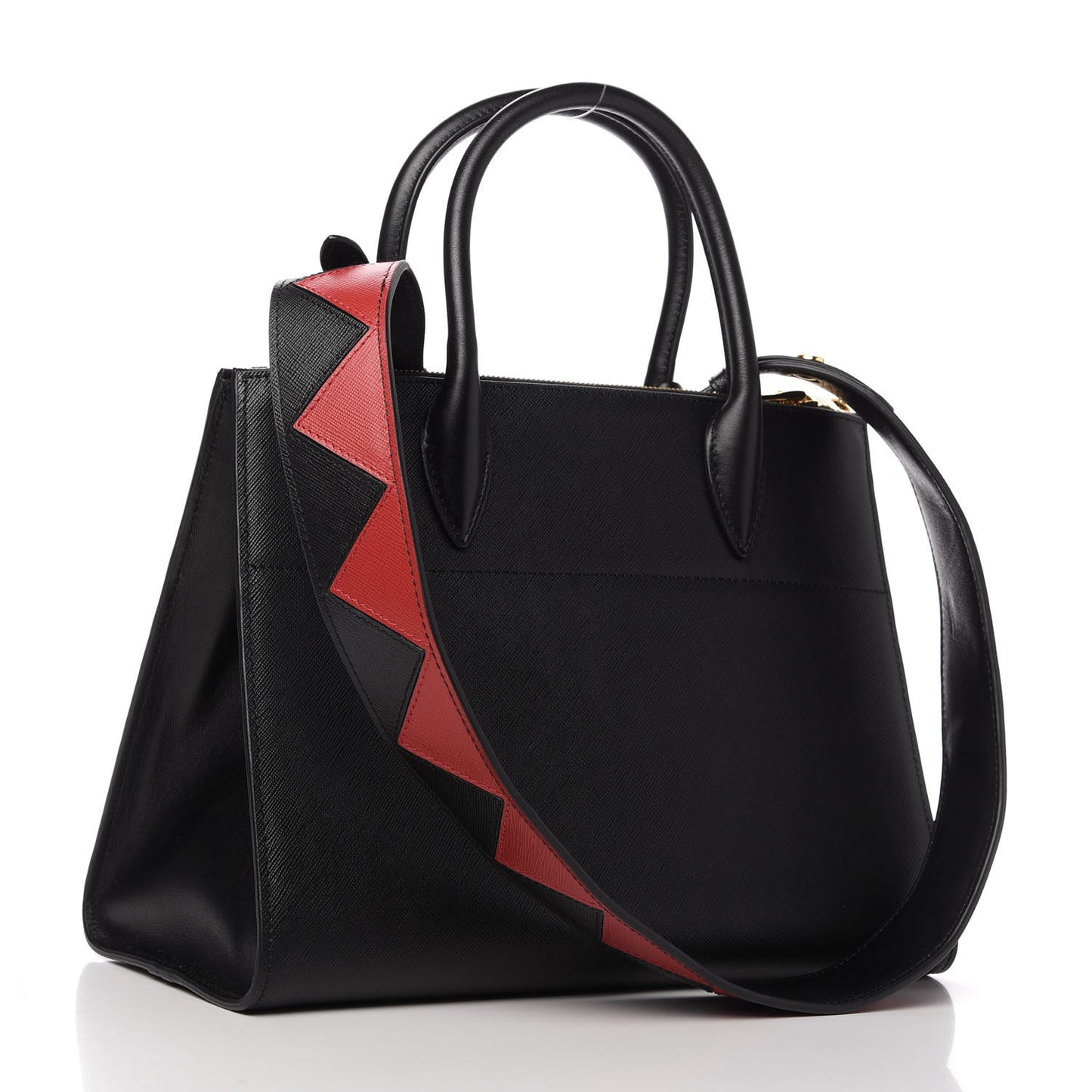 Saffiano City Calfskin Greche Paradigme Bag Black Fuoco