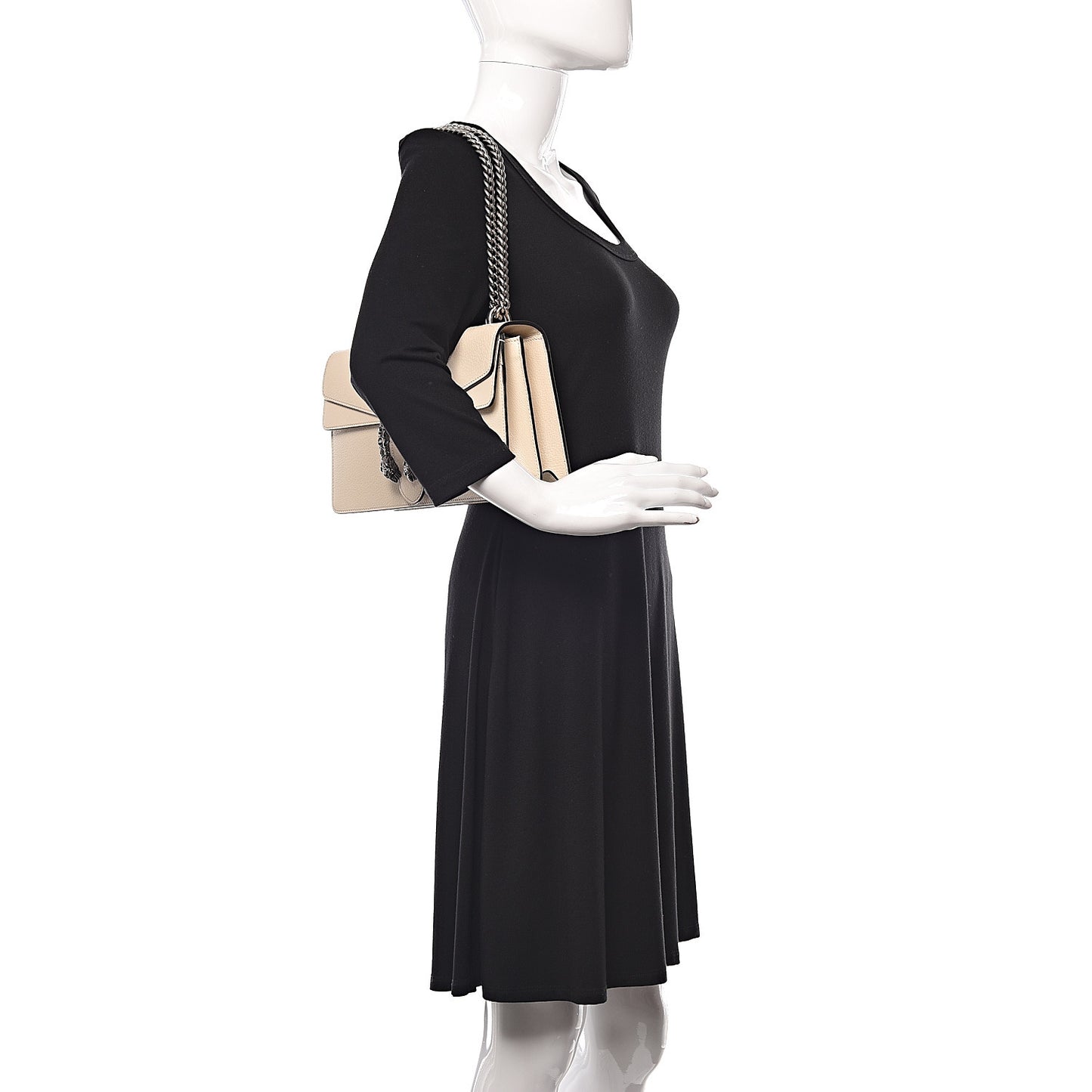 Textured Calfskin Crystal Small Dionysus Shoulder Bag Mystic White