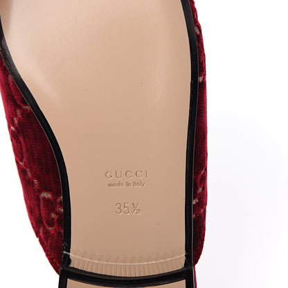 Gucci Velvet GG Monogram Womens Princetown Slippers 35.5 Red Cipria 6 of 9