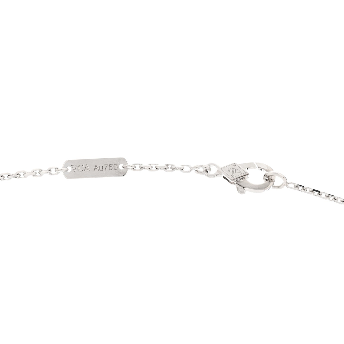 18K White Gold Chalcedony Vintage Alhambra Pendant Necklace