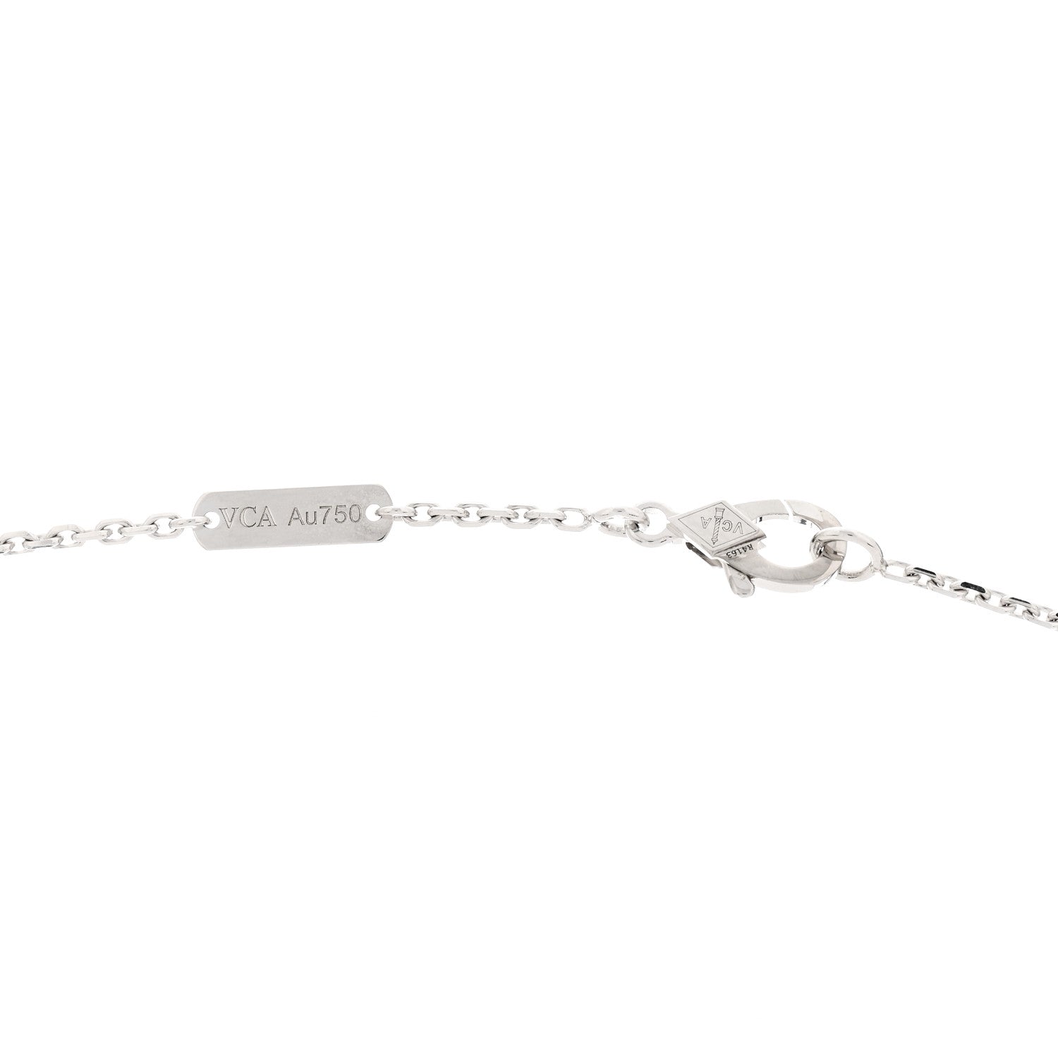 Van Cleef & Arpels 18K White Gold Chalcedony Vintage Alhambra Pendant Necklace 4 of 6