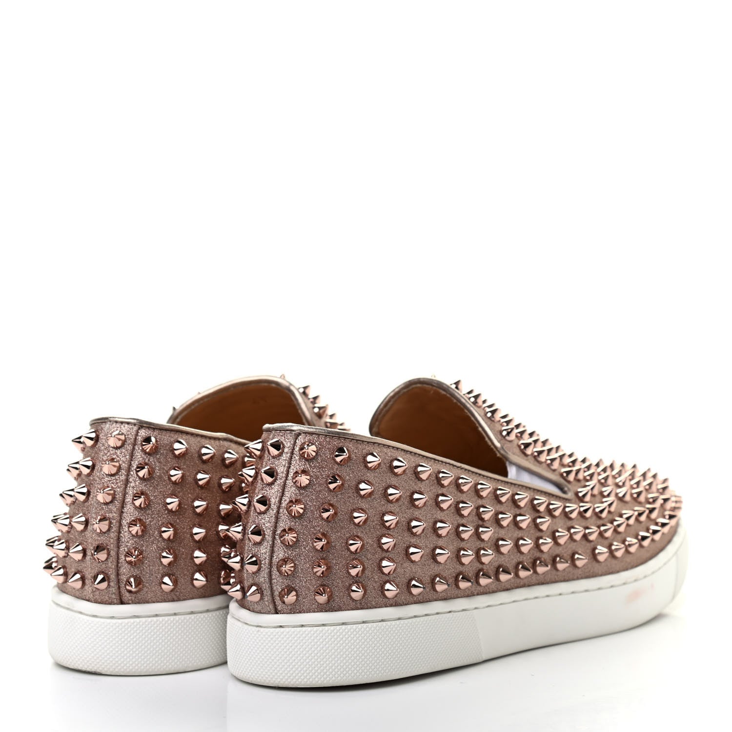 Christian Louboutin Glitter Spikes Womens Roller Boat Flat 41 Bronze 4 of 8