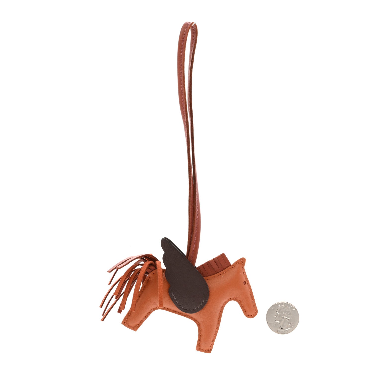 Hermes Milo Lambskin Grigri Rodeo Pegase Horse Bag Charm PM Pain D'epice Sienne Moka 4 of 10