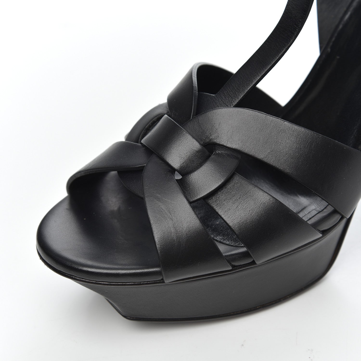 Saint Laurent Calfskin Tribute 75 Platform Sandals 37 Black 13 of 19