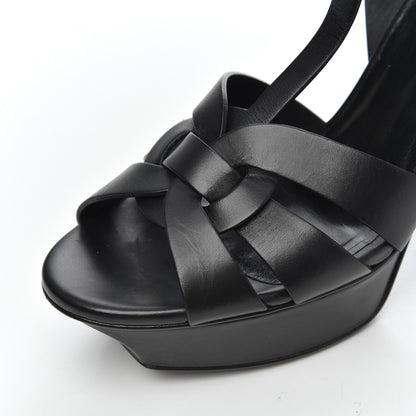 Saint Laurent Calfskin Tribute 75 Platform Sandals 37 Black 13 of 19