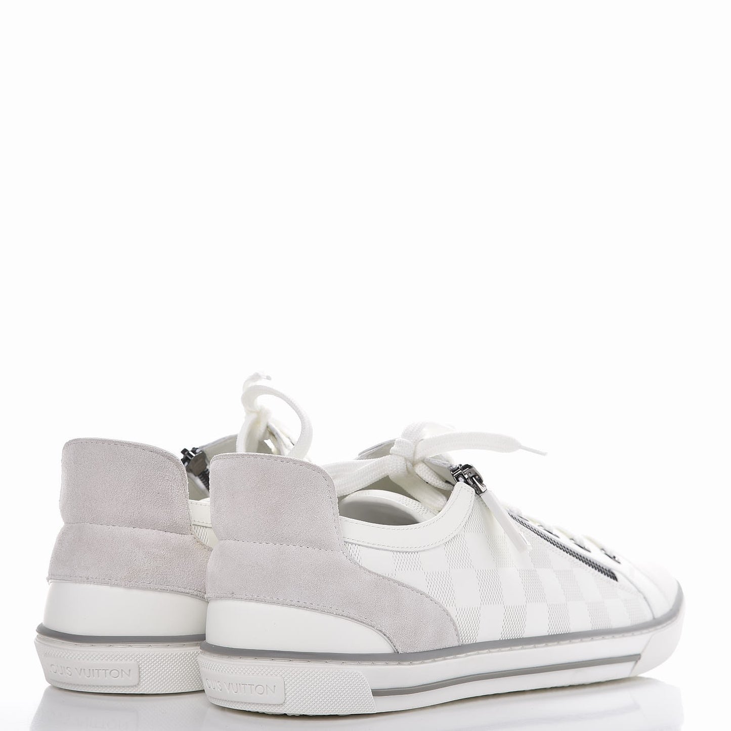 Calfskin Suede Damier Aventure Zip Up Sneaker 9.5 White