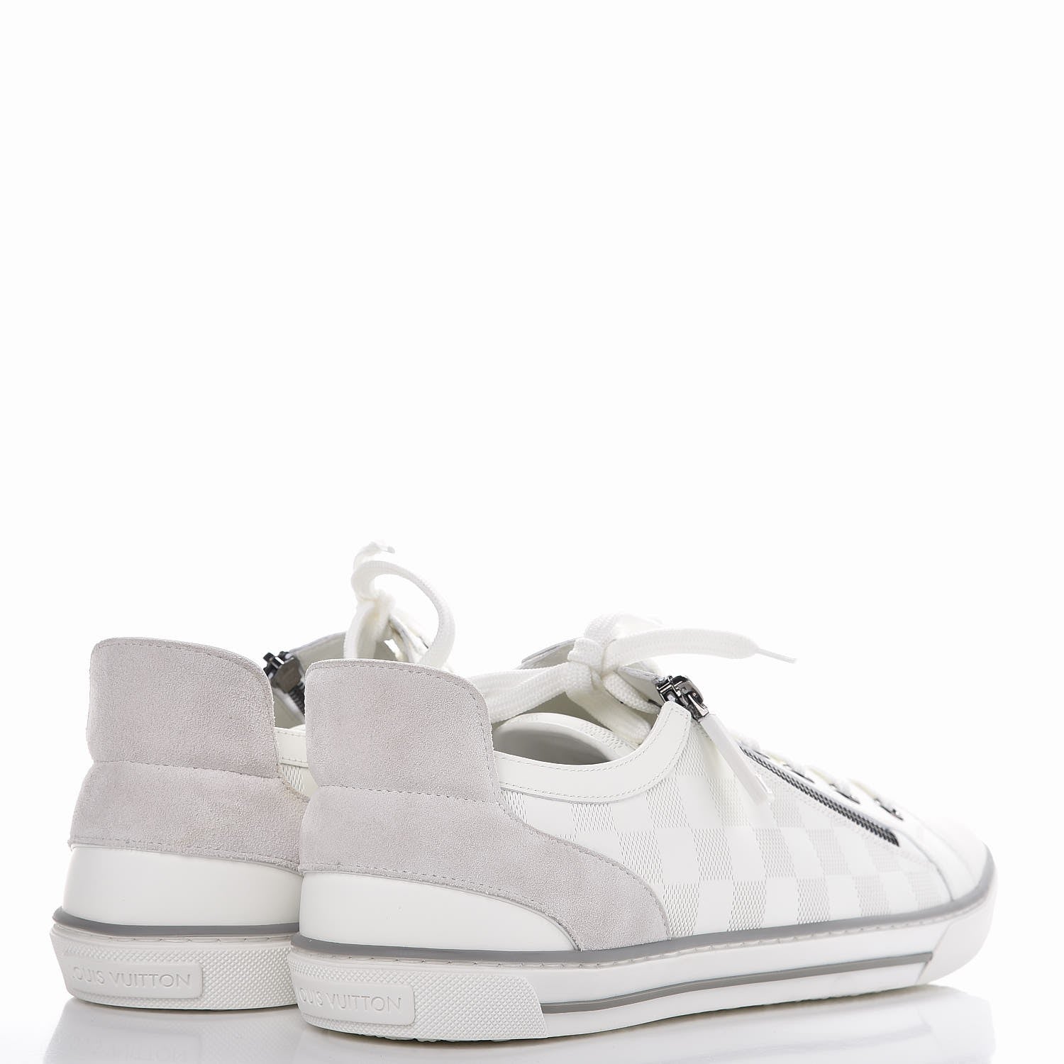 Louis Vuitton Calfskin Suede Damier Aventure Zip Up Sneaker 9.5 White 4 of 9